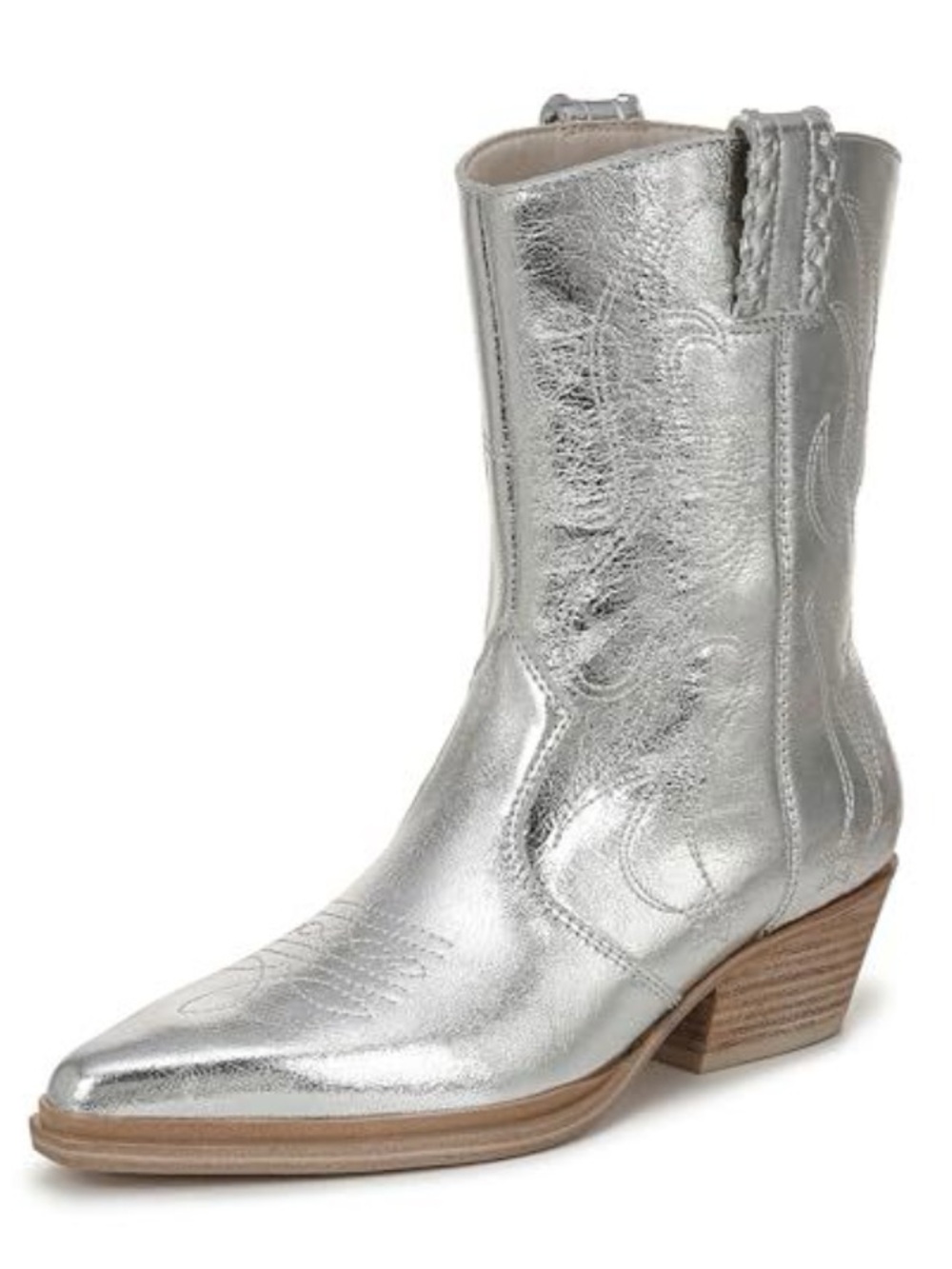 Franco Sarto 6 Bianca Metallic Silver Western Boot